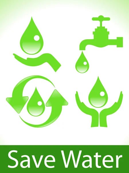 Abstrakt grön spara vatten ikoner — Stock vektor