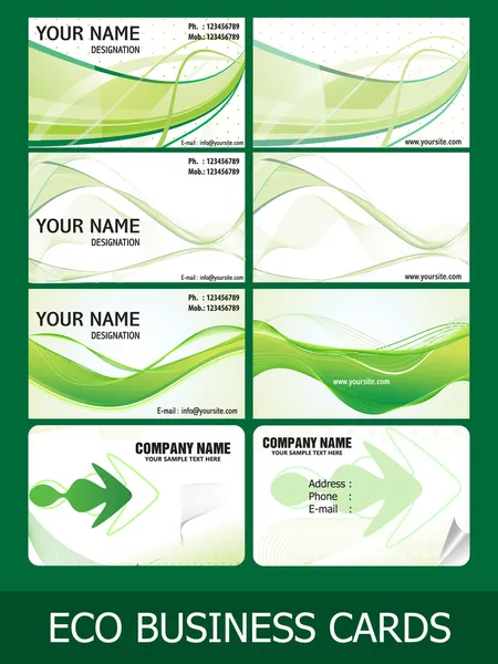 Abstract eco green business cards — Stock Vector