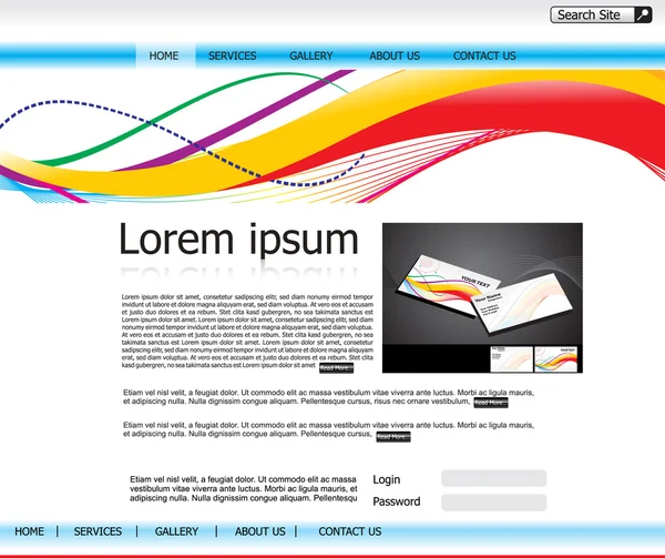 Modelo web colorido abstrato com cartão de visita — Vetor de Stock