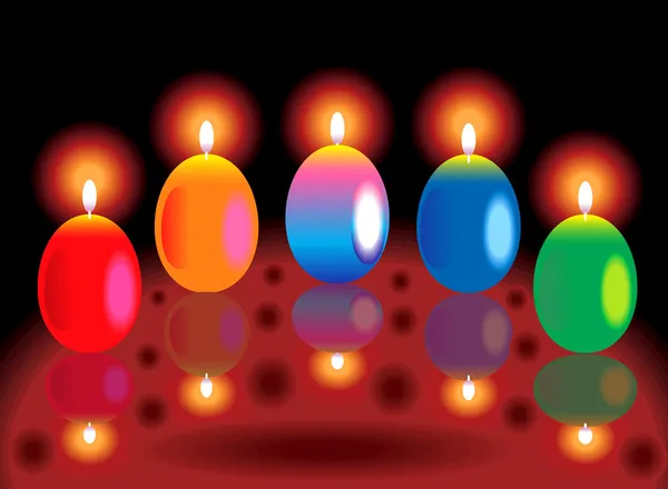燃烧的蜡烛的彩色光面纸 — 图库矢量图片