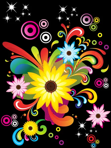 Αφηρημένο πολύχρωμο φόντο λουλουδιών — Διανυσματικό Αρχείο