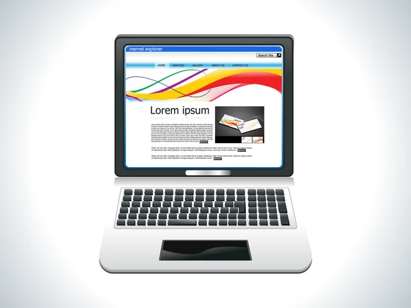 Laptop detalhado abstrato com enternet — Vetor de Stock