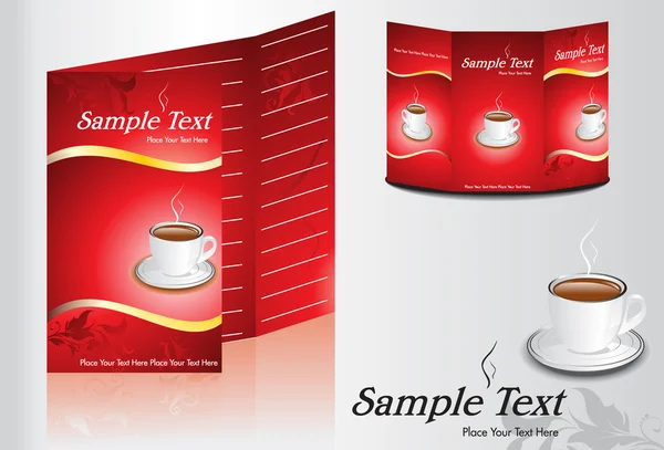 Abstract red shiny tea brochure template — Stock Vector