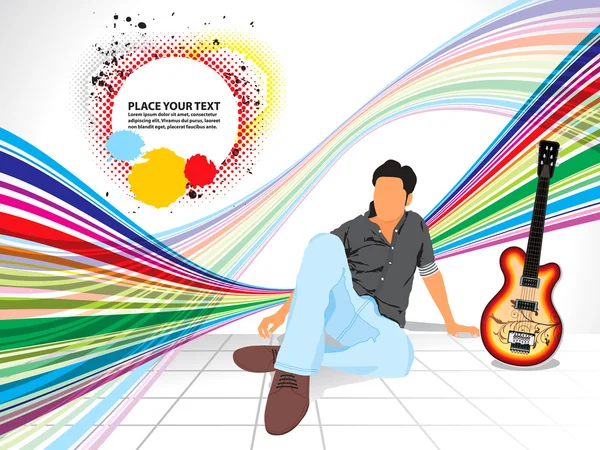 Abstract colorful background with musical boy — Stock Vector