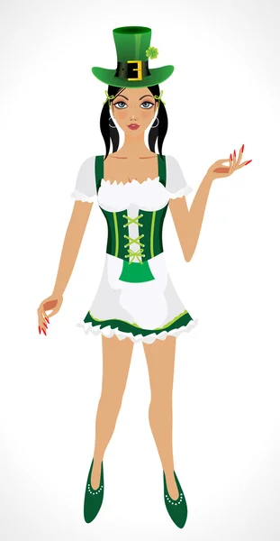 St patrick irish girl with hat — Stock Vector