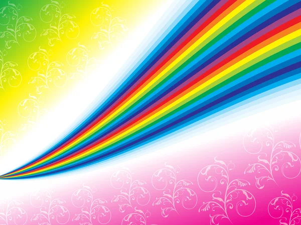 花と抽象的な虹の背景 — ストックベクタ