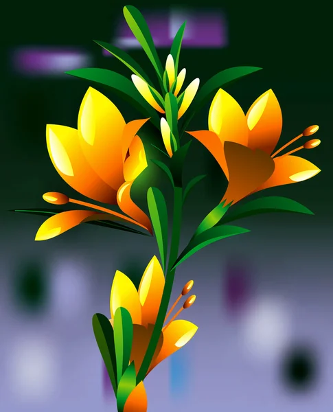 Sárga oleander virág növény — Stock Vector