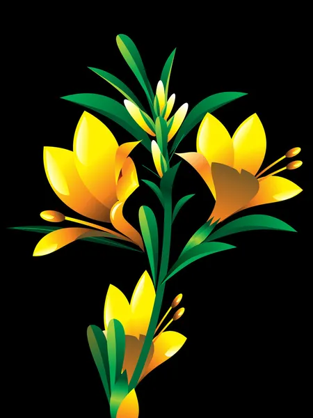 Yellow oleander flower plant — Stock Vector