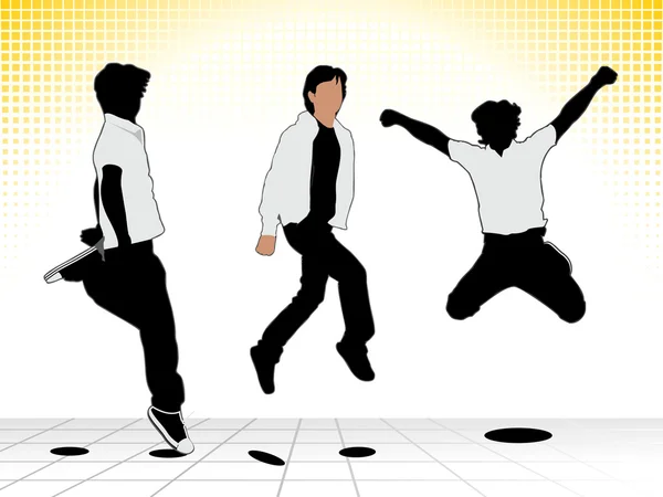 Abstrait saut garçon silhouette — Image vectorielle