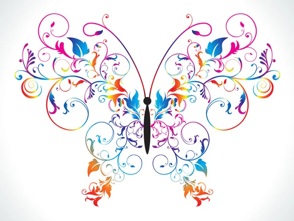 Abstracte kleurrijke regenboog floral vlinder — Stockvector