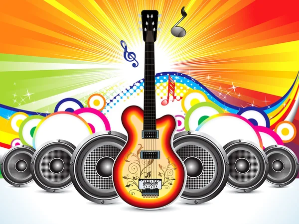 Guitarra colorida abstracta con concepto de sonido — Vector de stock