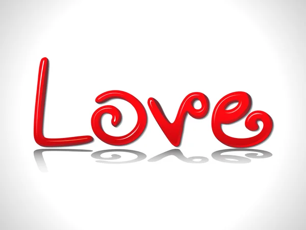 Abstract glossy red 3d love text — Stock Vector