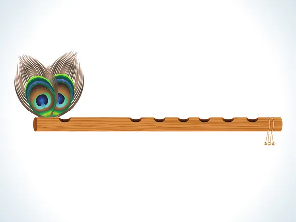 羽を持つ抽象木製フルート — ストックベクタ
