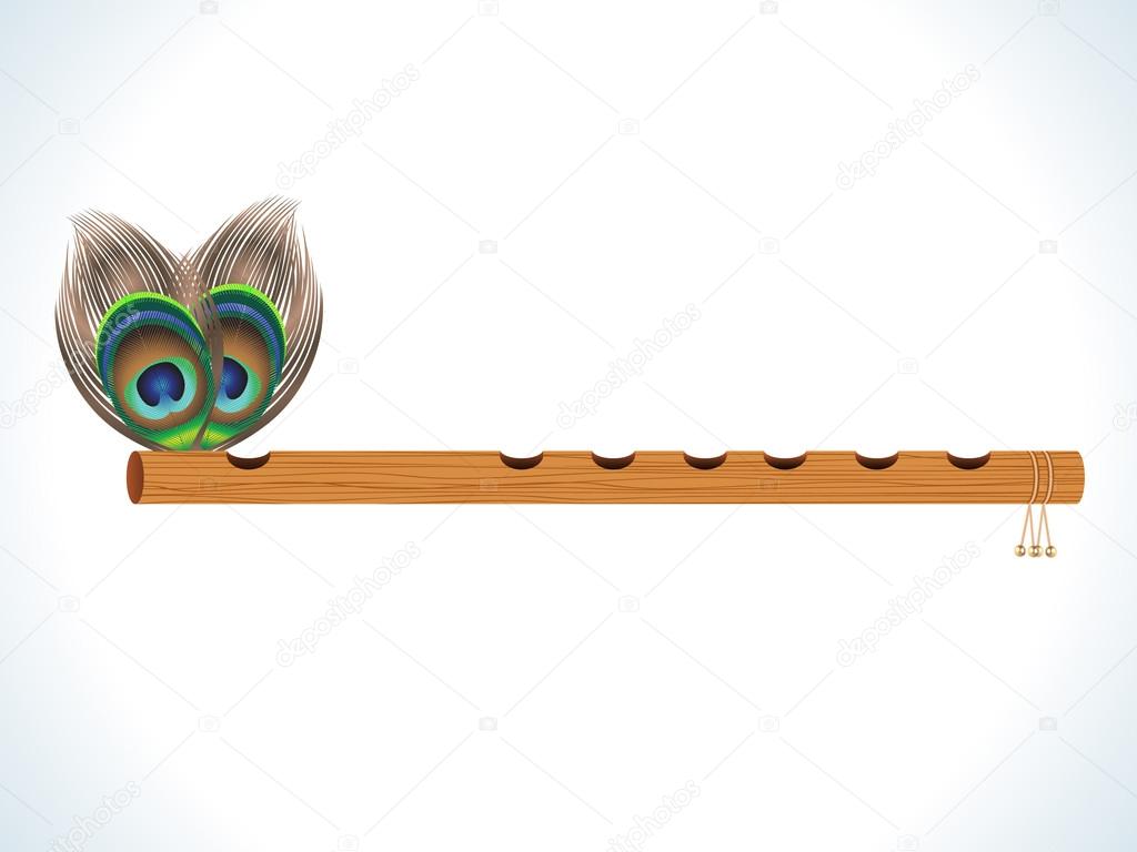 abstract wood flute with feather