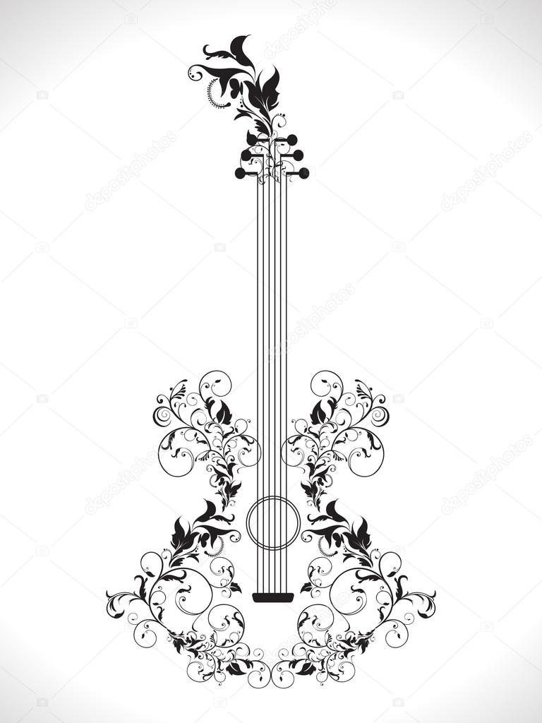 Abstract ornamental floral based guitar — Stock Vector © rioillustrator