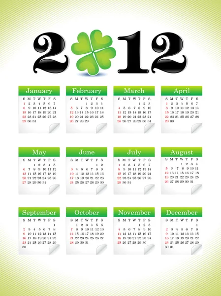 Abstracto st patrick trébol calendario — Vector de stock