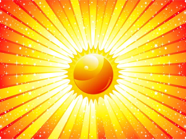 Fond abstrait de rayon de soleil avec soleil — Image vectorielle