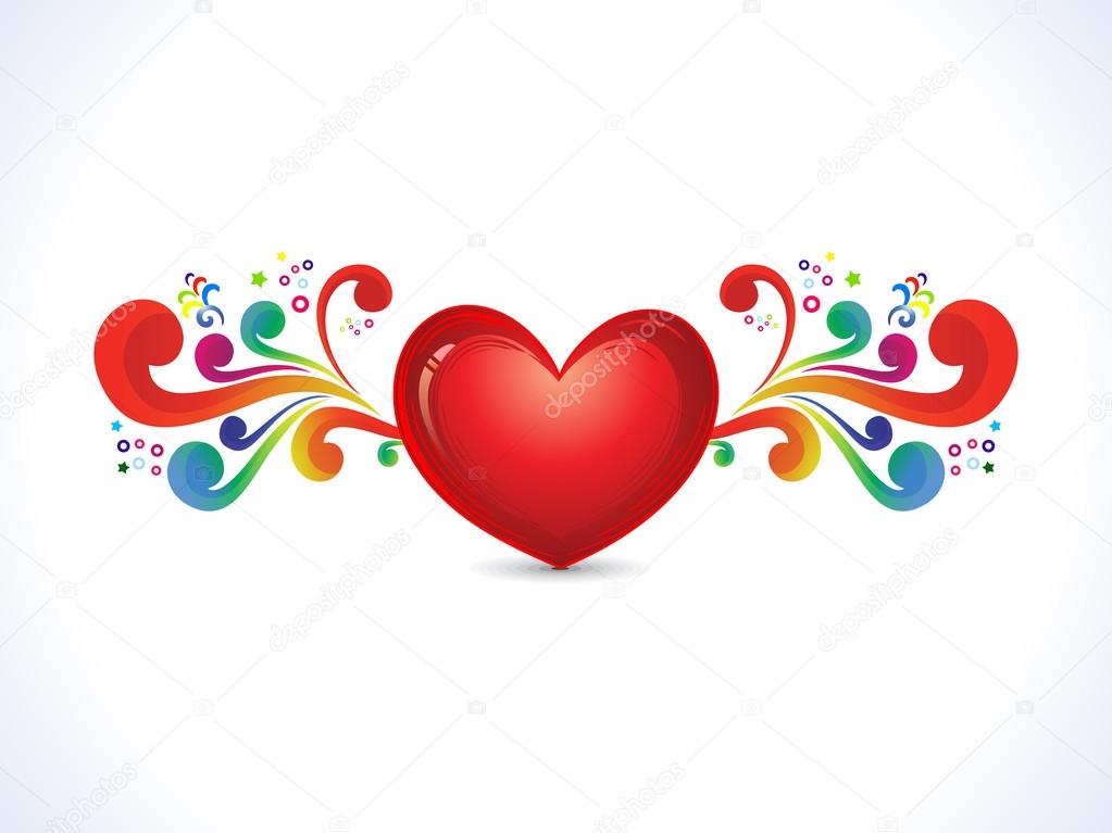 abstract artistic shiny heart with colorful floral