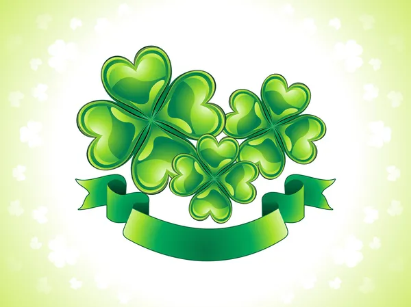 Abstract st patrick clover with ribbon banner — Stock Vector