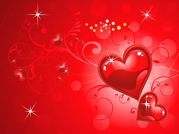Abstrato brilhante vermelho coração papel de parede — Vetor de Stock