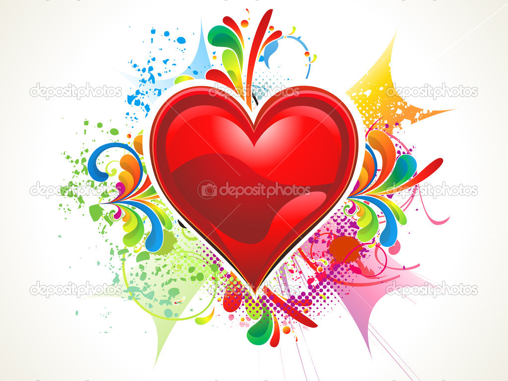 abstract shiny red heart wallpaer