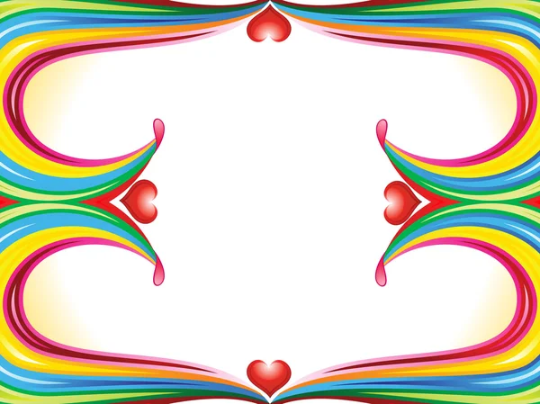 Abstraktní barevné duhová vlna hranice s srdce — Stockový vektor
