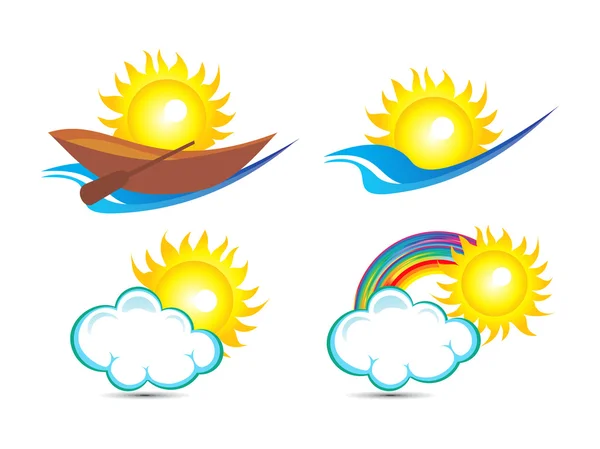 Abstract multiple sun based logo template — Stock Vector