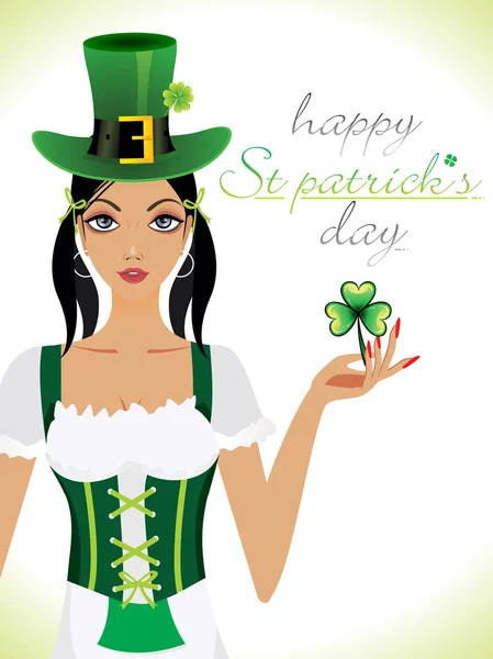 Abstract st patrick girl — Stock Vector