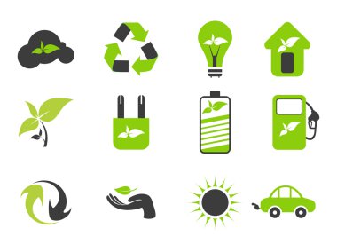 soyut siyah ve yeşil eco simgeler