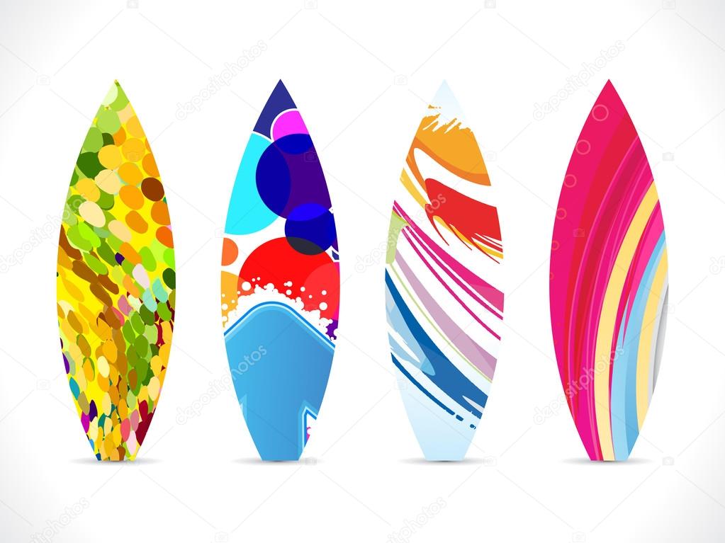 abstract colorful surf board icons
