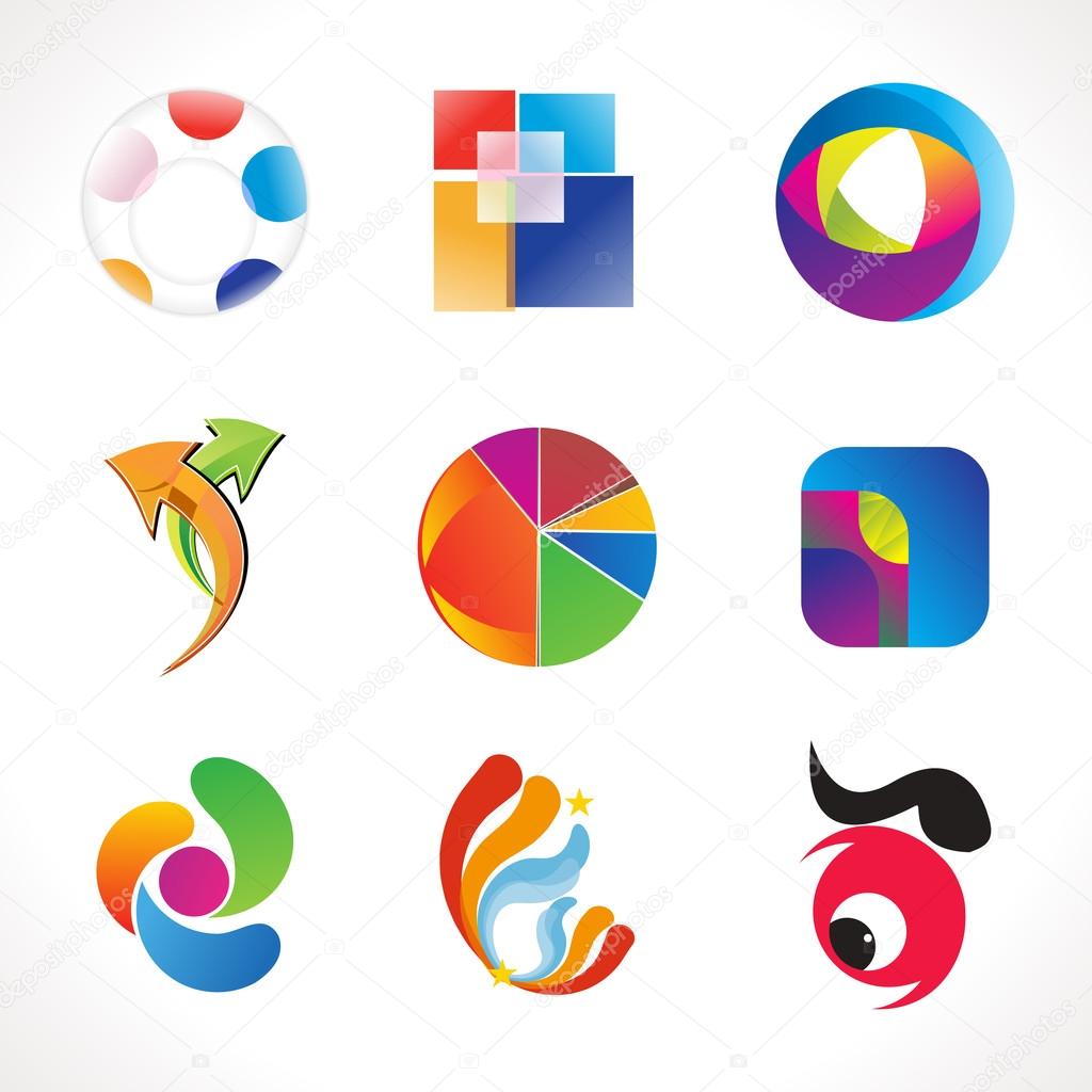 Abstract multiple colorful business icons template vector illustration