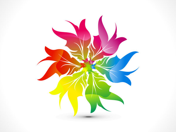 Abstract rainbow floral circle