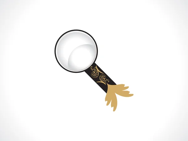 Abstract artistic golden magnifier icon — Stock Vector