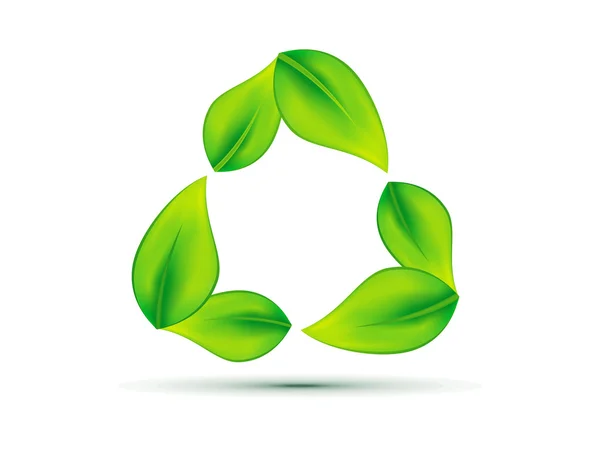 Ícone de reciclagem ecológica à base de folhas abstratas — Vetor de Stock
