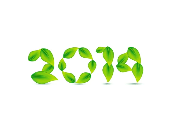 抽象绿叶基于新的一年文本 — 图库矢量图片