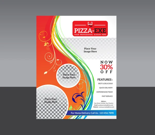 Soyut pizza dükkanı el ilanı — Stok Vektör