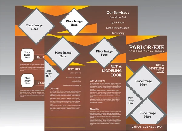 Abstrait salon tri fold brochure — Image vectorielle