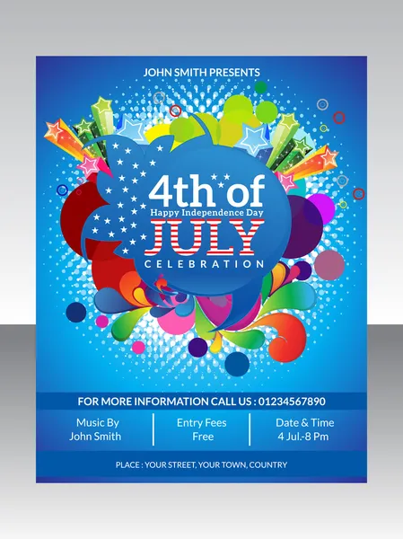 Abstract fourth of july flyer template — Stock Vector