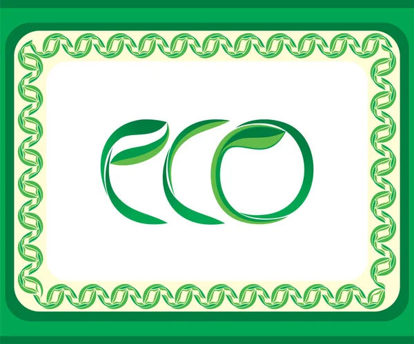 Artystyczne Kreatywne Zielony Eko Tekst Wektor Ilustracja — Wektor stockowy