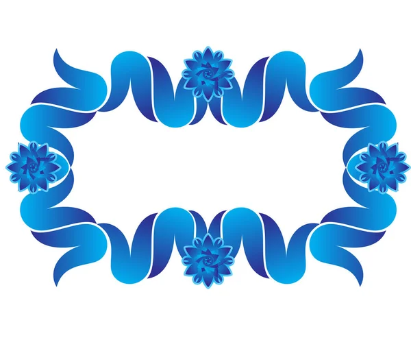 Abstracto Artístico Creativo Azul Floral Borde Vector Ilustración — Vector de stock