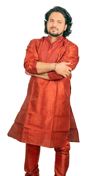 Young Indian Male Wearing Red Kurta Front Pose — Stock fotografie