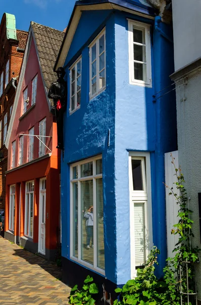 Flensburg Duitsland September 2021 Straat Met Kleurrijke Huizen Flensburg — Stockfoto