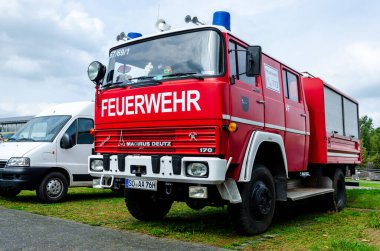 Soest, Almanya - 12 Eylül 2021: Magirus Deutz 170 itfaiye aracı (feuerwehr)