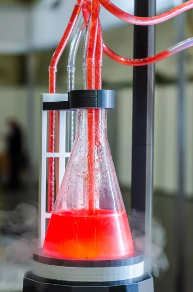 Processi Laboratorio Chimica Reazione Chimica Soluzione Tubo Pallone — Foto Stock