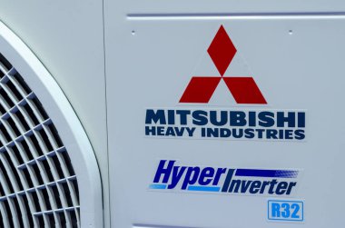 Kyiv, Ukrayna - 16 Şubat 2022: Mitsubishi ağır sanayi klimacısı