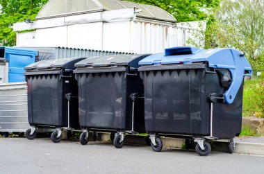 Waste sorting bins. Sorting outdoor dumpsters.