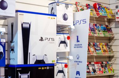 Soest, Germany - June 07, 2022: The PlayStation 5 (PS5) console   for sale in the supermarket.