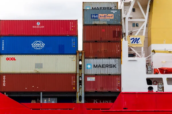 Rendsburg Germany May 2022 Containers Stacked Large Ship — Fotografia de Stock