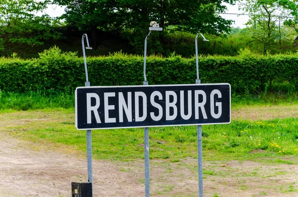 Rendsburg City Sign Rendsburg Transporter Bridge — Fotografie, imagine de stoc