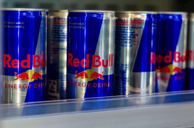 Geseke, Germany - August 07, 2021: Red Bull Energy Drink for sale in the store.